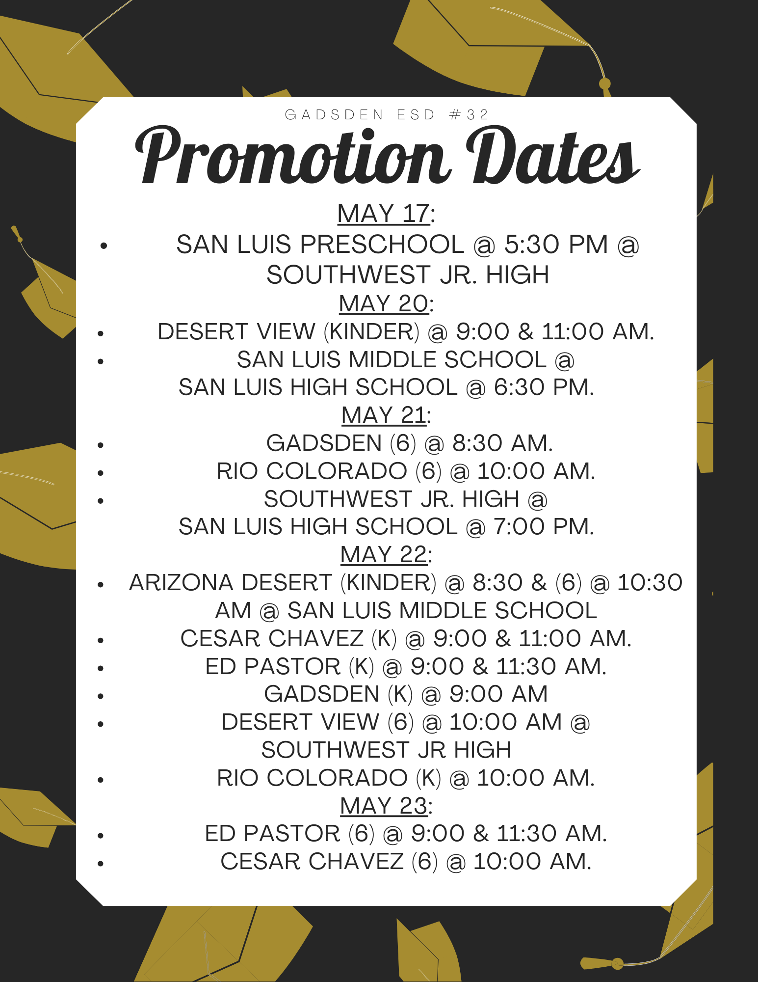 promotion dates